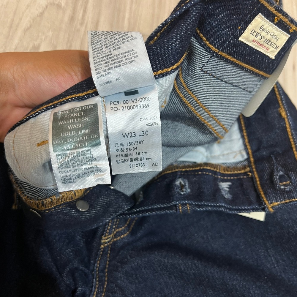 Levis Premium 501 90s Western Yoke Straight Jeans Womens 23x30 Dark Wash - Picture 13 of 15